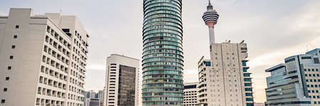 Skyscrapers in Kuala Lumpur, Malaysia City Center skyline. BANNER, LONG FORMAT