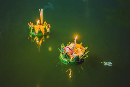 Flowers to celebrate the Loy Krathong festival in Thailandの写真素材