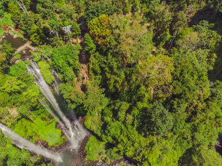 Beautiful tropical Sekumpul Waterfall in Bali, Indonesia.