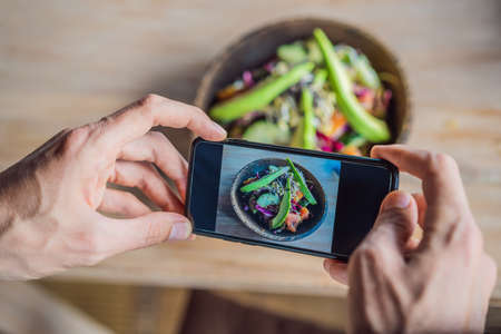 Food app. A phone application that defines food and the benefits of foodの写真素材