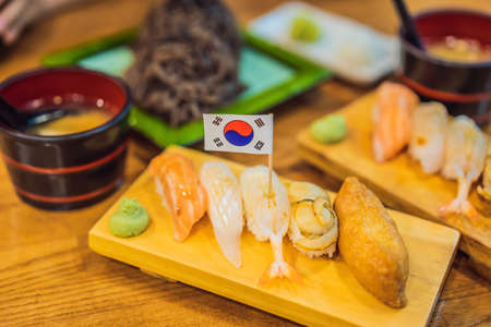 A healthy serving of Korean style sushiの写真素材