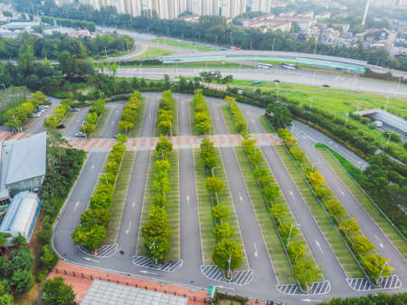 Beautiful Empty parking lots, aerial view. View from above
