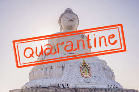 Quarantine due to coronavirus epidemic covid19 Big Buddha statue Was built on a high hilltop of...