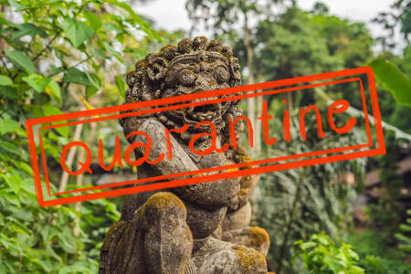 Quarantine due to coronavirus epidemic covid19 Pura Gunung Lebah. Temple in Bali, Indonesia