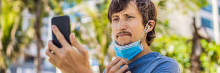 Face Recognition In Medical Mask Using Artificial Intelligence And Neural Networks. Biometric scanning Face ID. Identification of Person Through System Of Recognition. Polygon Wireframe Conceptの写真素材