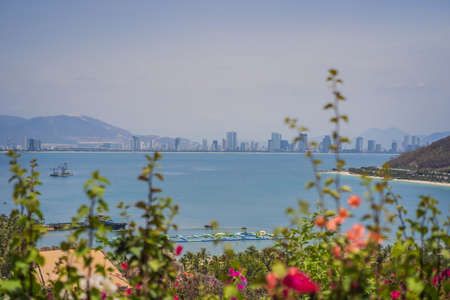 View of Nha Trang from a neighboring island, Vietnamの写真素材