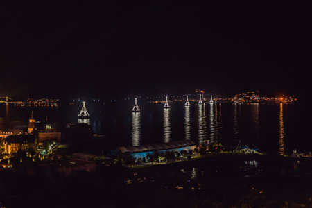 Vietnam, Nha Trang, 24.05.2020: Winperl working again after the coronavirus epidemic COVID 19. trip over the sea, an island of entertainment, ferris wheel, crossing the water, a tourist entertainment complex, the island of Vietnamのeditorial素材