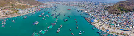 Seaport full of small boats and yachtsの写真素材
