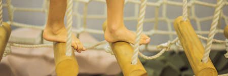 children do improving massage of feet and develop a motility of fingers BANNER, LONG FORMAT