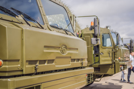 Russia, Vladivostok, 26.08.2021 - Exhibition of military equipment and transport in Russiaのeditorial素材