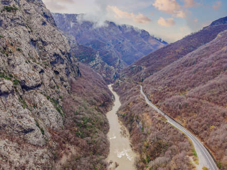 Beautiful Canyon of Moraca river in winter, Montenegro or Crna Gora, Balkan, Europe