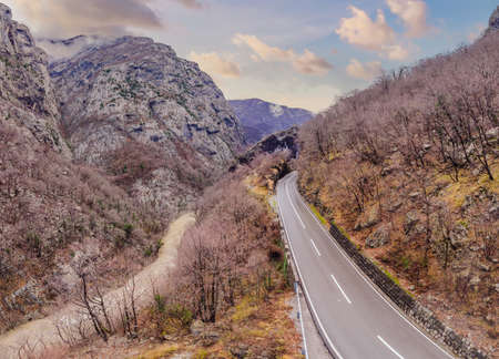 Beautiful Canyon of Moraca river in winter, Montenegro or Crna Gora, Balkan, Europeの写真素材
