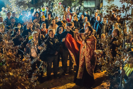 Montenegro, Budva 7.01. 2021: Christian Christmas in Montenegro, the feast of the oak branch. People...