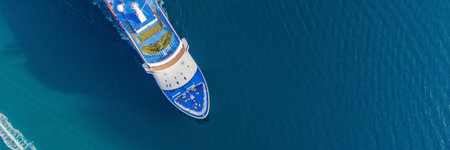 BANNER, LONG FORMAT Luxury passenger liner in the bay of Kotor with travel returning after the  pandemic Portrait of a disgruntled girl sitting at a cafe tableの写真素材