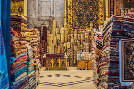 Turkish carpet market. Turkish carpets for saleの写真素材