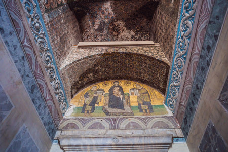 Istanbul, Turkiye, 15.08.22: Hagia Sophia Hagia Sofia, Ayasofya interior in Istanbul, Turkey, Byzantine architecture, city landmark and architectural world wonder. Turkiyeのeditorial素材