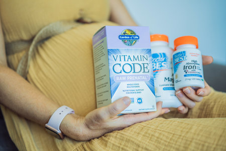 12.16.22, USA, Miami: A pregnant woman received an iherb package or bought at whole foods. garden of life, vitamin code raw prenatal. doctors best high absorption magnesium. Vitamins and minerals for a healthy pregnancy at iherbのeditorial素材
