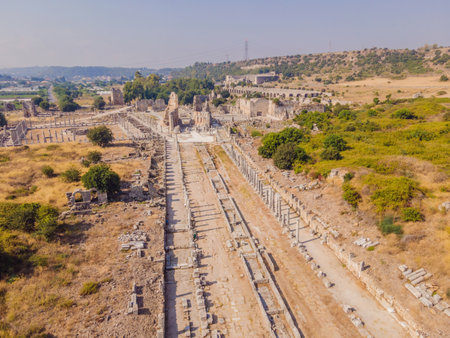 Ruins of the ancient Lycian city Perge located near the Antalya city in Turkey turkiye, GO Everywhereの写真素材