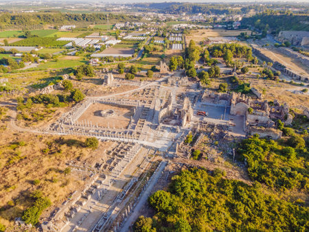 Ruins of the ancient Lycian city Perge located near the Antalya city in Turkey turkiye, GO Everywhereの写真素材
