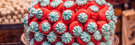 BANNER, LONG FORMAT Traditional oriental sweet pastry cookies, nuts, dried fruits, pastilles,...