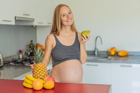 Embracing a healthy choice, a pregnant woman prepares to enjoy a nutritious moment, gearing up to...