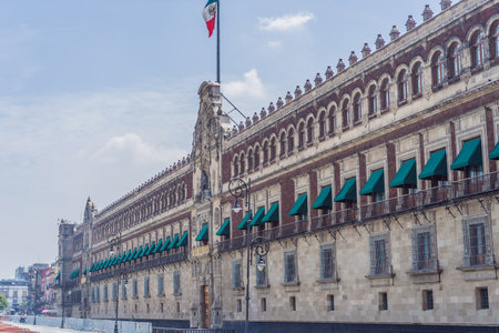 Beautiful building in the central square of Mexico City. Historic architecture, cultural heritage, and iconic landmark conceptの写真素材
