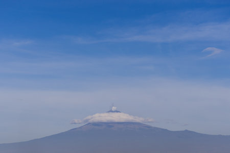 Popocatepetl Volcano, Mexico. Natural wonder, adventure and scenic landscape conceptの写真素材