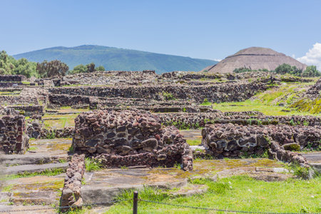 Teotihuacan in Mexico, showcasing iconic ancient pyramids and cultural heritage. Tourism, adventure, and historic exploration conceptの写真素材