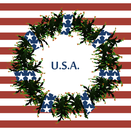 USA flag symbols. Abstract background with the symbols of the United States. USA flag. Vector.のイラスト素材