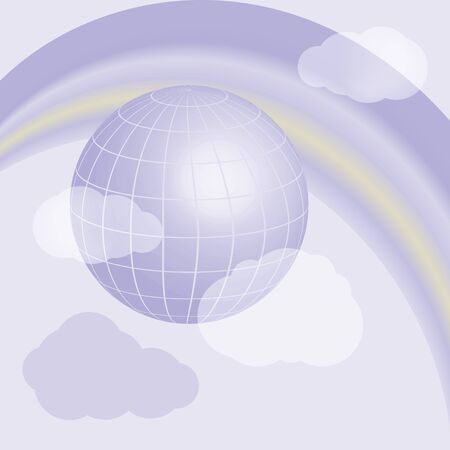 Blue Planet. Rainbow in the sky. Clouds. Design elements.のイラスト素材