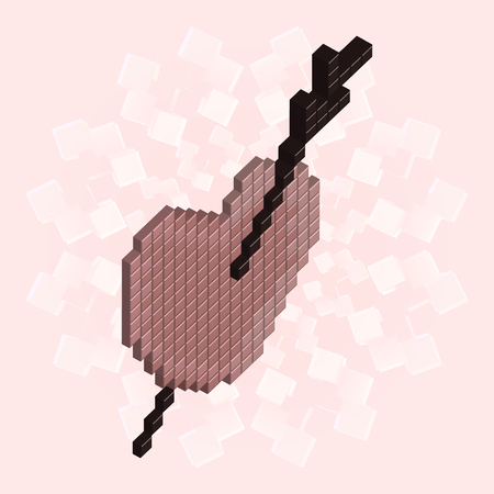 3d pixel art, pink heart, St. Valentine s Day backgraundのイラスト素材