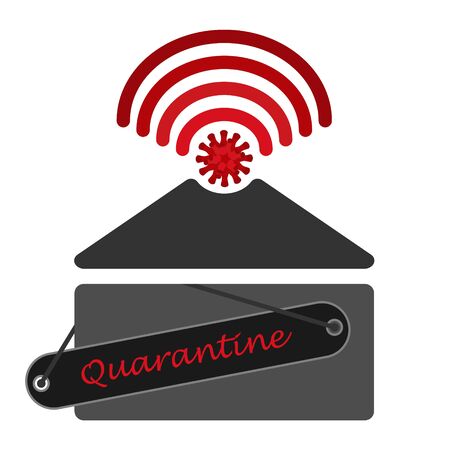 Quarantine. Protection campaign or measure from coronavirus, COVID19. Coronavirus, COVID 19 protection logo.のイラスト素材