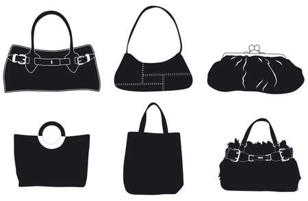 leather handbags slihouettesのイラスト素材
