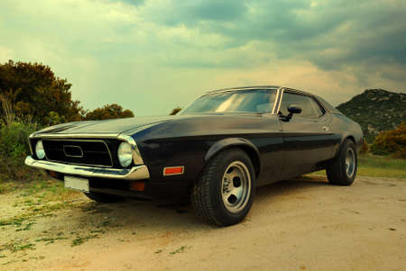 vintage car cross-processedのeditorial素材