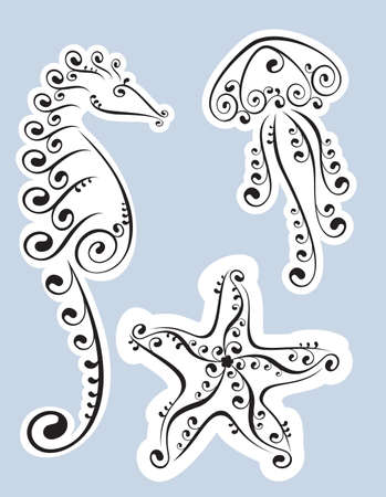 vector sea animalsのイラスト素材