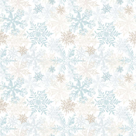 Silver Snowflakes Seamless Pattern Vector Background