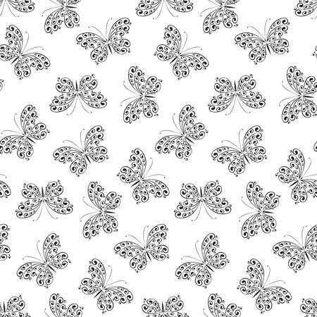 Vector Butterfly Seamless Pattern Backgroundのイラスト素材