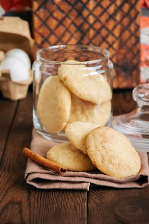 Homemade snickerdoodle cookies with spices and brown sugar. Rustic style.の写真素材