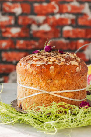 Easter orthodox sweet bread, cottage cheese kulichの写真素材