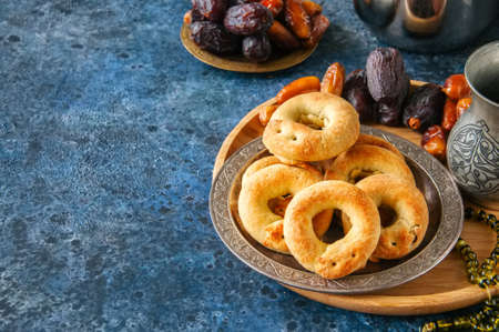 Traditional arabic date ring cookies - kaak bi ajwa, popular cookies for Eid holidays 