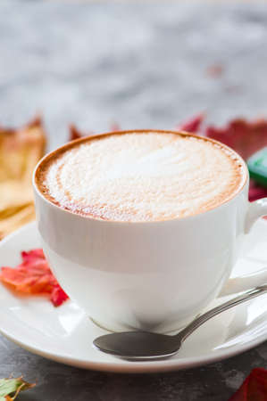 One big cup of fresh capuccino. Close up.の写真素材