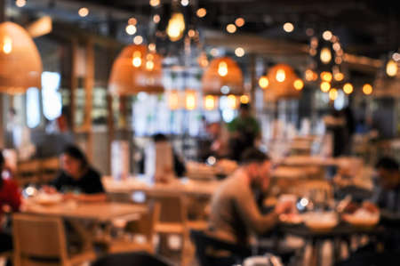 Blurred coffee shop interior background. Life style concept.の写真素材