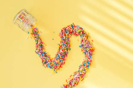 Colorful pastry sprinkes background and Top view.の写真素材