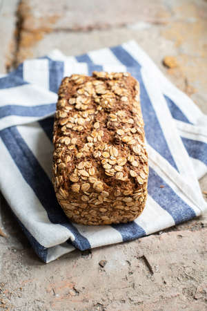Freshly baked rye sourdough bread. Close up.の写真素材
