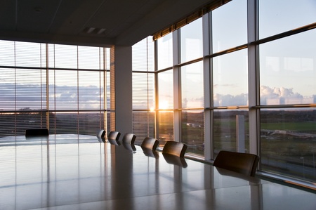 Empty conference room at sunset timeの写真素材