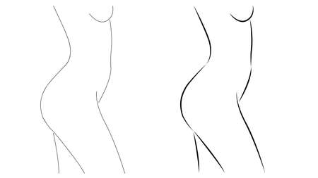 naked woman body beauty model outline drawingsのイラスト素材