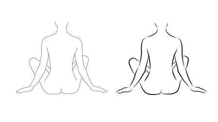 naked woman body beauty model outline drawingsのイラスト素材
