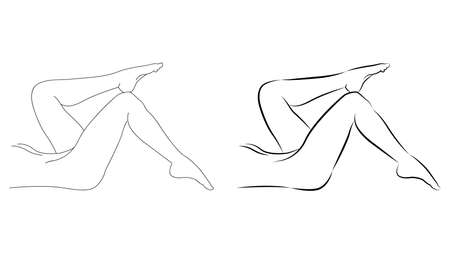 naked woman body beauty model outline drawingsのイラスト素材