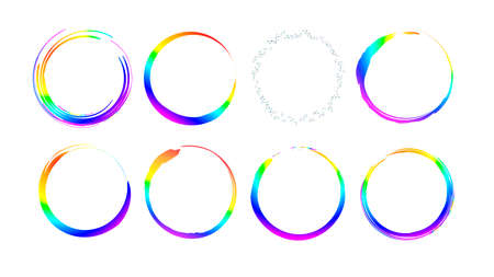 set of round colored blank frame circlesのイラスト素材