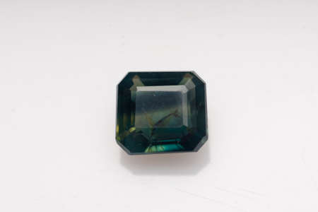 Natural stone sapphire on a white backgroundの写真素材